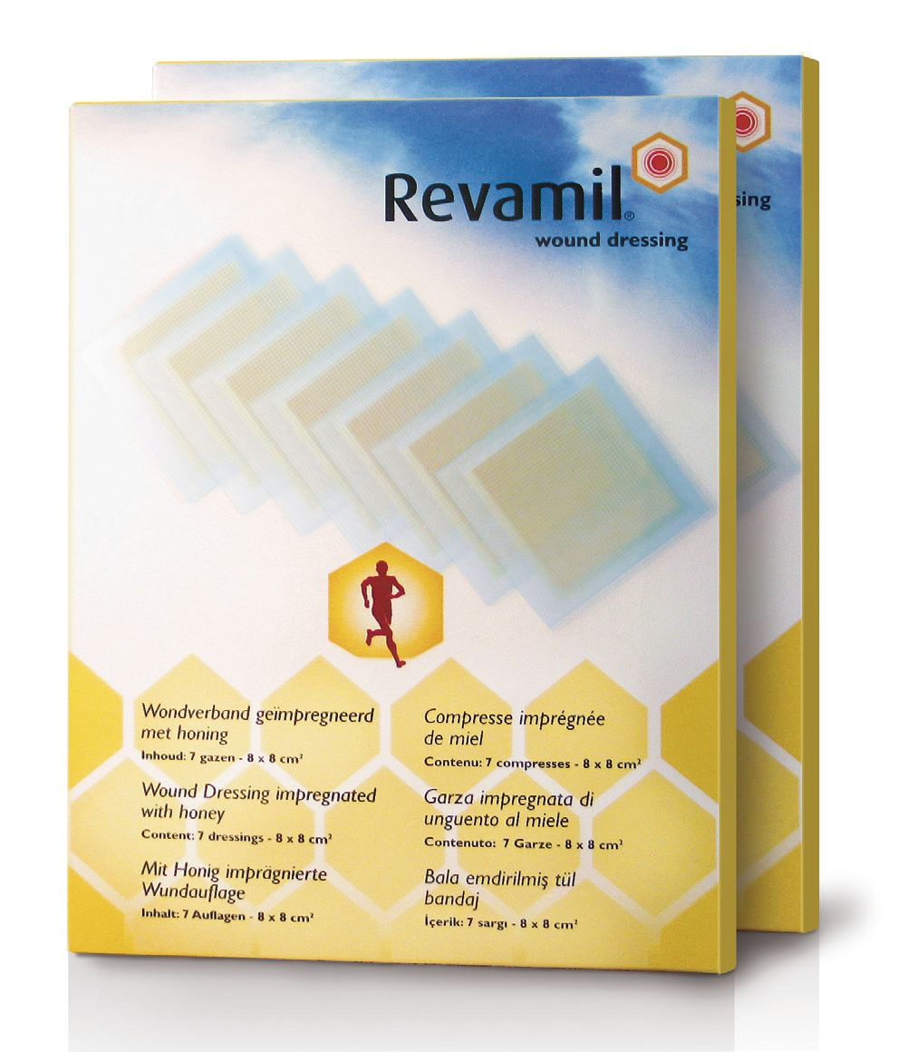 Revamil, Medicinsk Honning, Netforbinding, 5 x 5 cm, 10 stk, Steril
