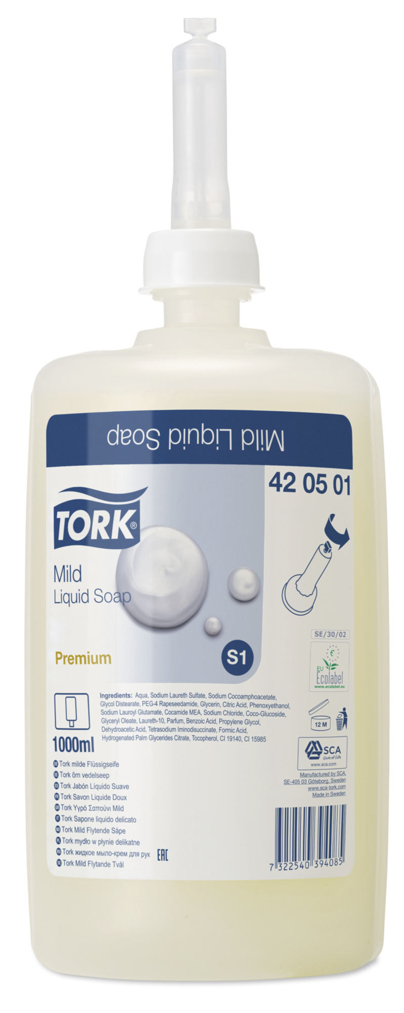 Tork Premium, S1, Cremesæbe, Mild, 1000 ml.
