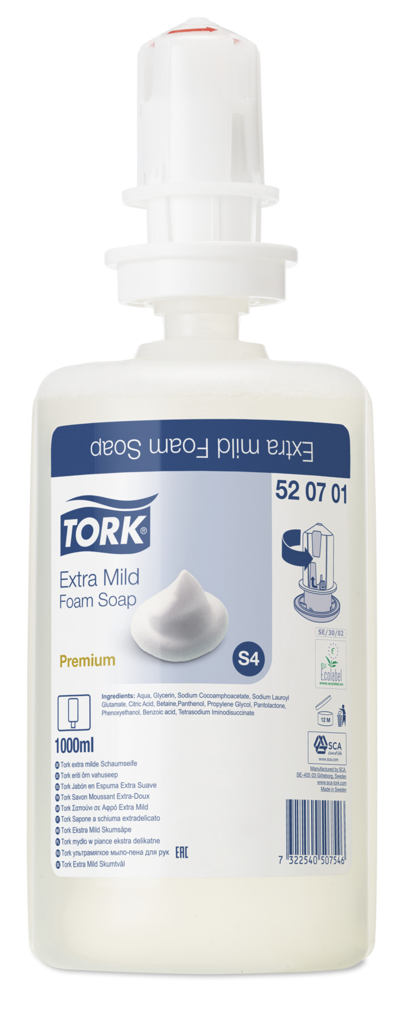 Tork Premium, S4, Skumsæbe, Extra Mild, 1000 ml.