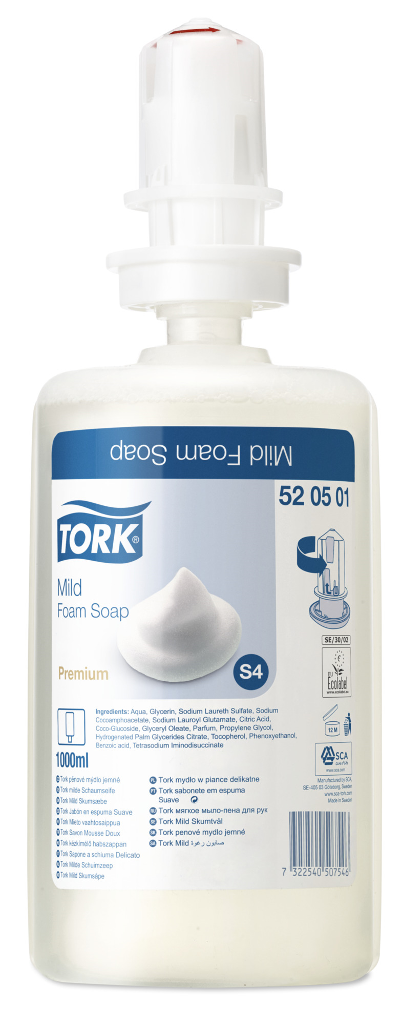 Tork Premium, S4, Skumsæbe, Mild, 1000 ml.